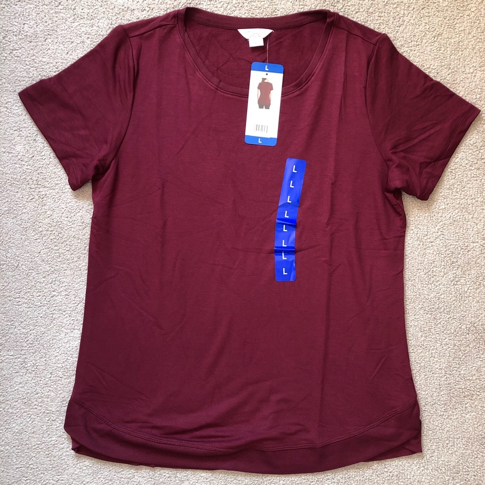 Danskin Ladies' Tulip Hem Tunic, Red T-Shirt Large